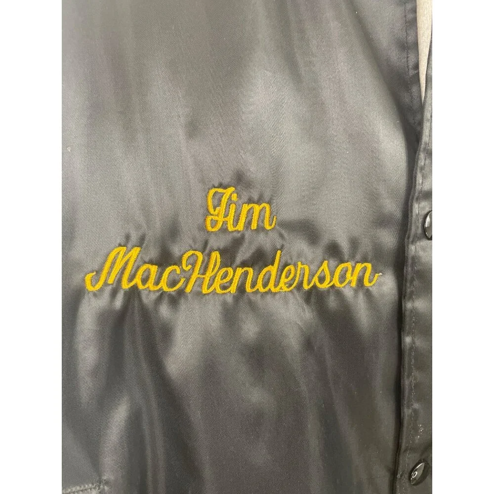 Highlander Antioch Vintage Satin Jacket Black Embroidered Lettering Mens Large - Picture 3 of 12